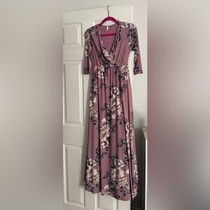 Pinkblush Mauve Floral Long Sleeve Dress